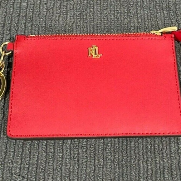 Ralph Lauren Handbags - RALPH LAUREN RED SLIM LEATHER WALLET COIN KEY CHAI